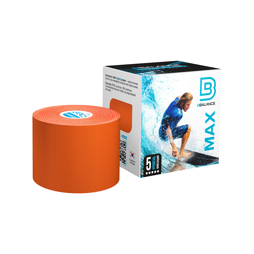

тейп BBTAPE, Кинезиотейпы BBTape Max (Био Баланс) с усиленной фиксацией, оранжевый, , для тела, BB МАХ