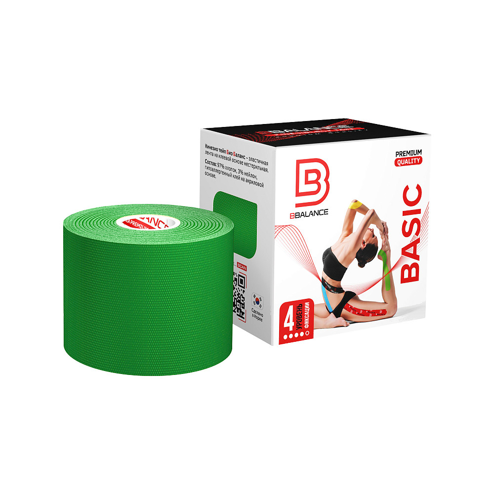 

тейп BBTAPE, Премиальные кинезиотейпы BBalance Tape BBTape, зеленый, , для тела, BB