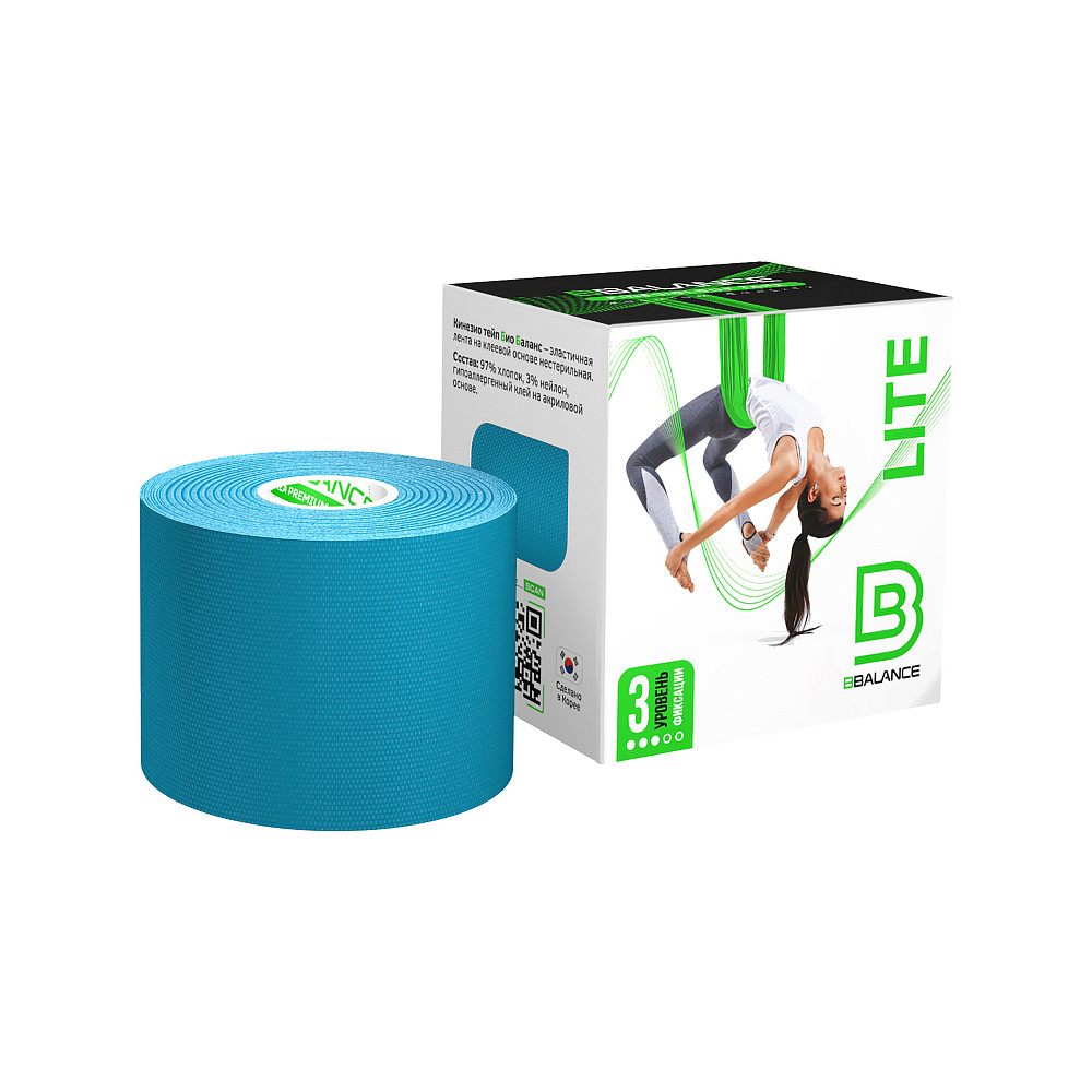 

тейп BBTAPE, Кинезио тейп BBTape LITE c мягким клеем, голубой, , для чувствительной кожи, для лица и тела, BB LITE